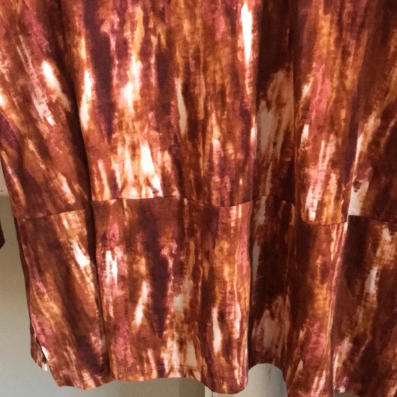 LOGO Lori Goldstein brown/white tie dye cardigan 1X - Picture 6 of 7